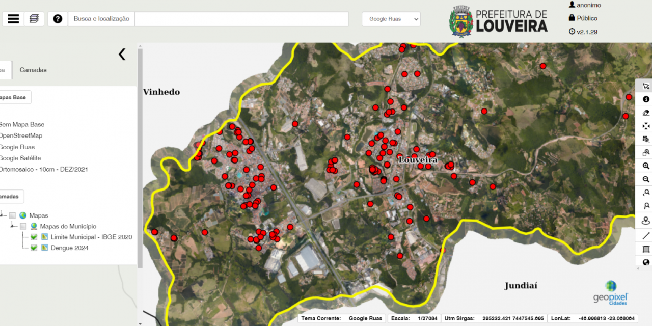 Dengue em Louveira: mapa online para monitoramento de casos é criado pela Prefeitura