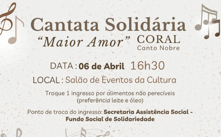 ‘Cantata Solidária’ é neste sábado (06)